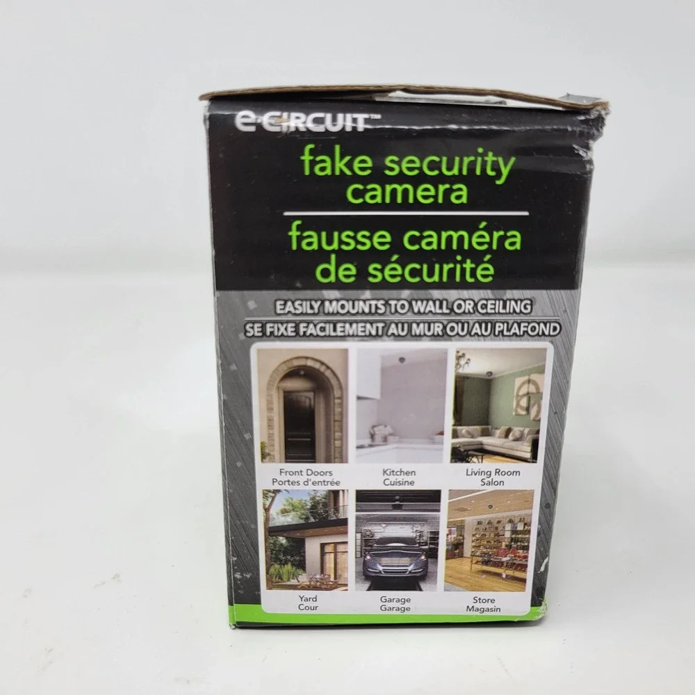 e-Circuit Fake Security Camera Red LED Light Dome Dummy Surveillance Decoy Black